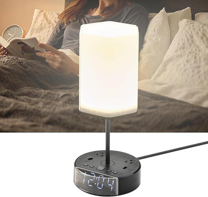 Touch Control Nightstand Light Bedside Table Lamp with USB C Charging Ports Alarm Clock 3 Way Dimmable Lamp for Bedroom Living Room Home…