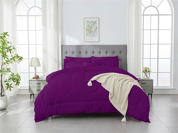 3 Piece Solid Color All Season Bedding Comforter Set Microfiber Soft Lightweight Bedding Set for Kids Teens Adults Room Decor with 1 Comforter and 2 Pillowcases Full