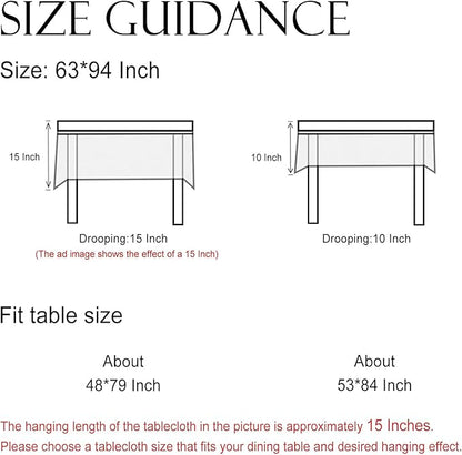 ISAENNE Designer Grayish Green Linen Long Rectangle Tablecloth,Floral Stain Resistant Table Cloth,Fall Vintage Decor Tablecloths for Dining Thanksgiving Kitchen Party,63"*94"-Andrew A