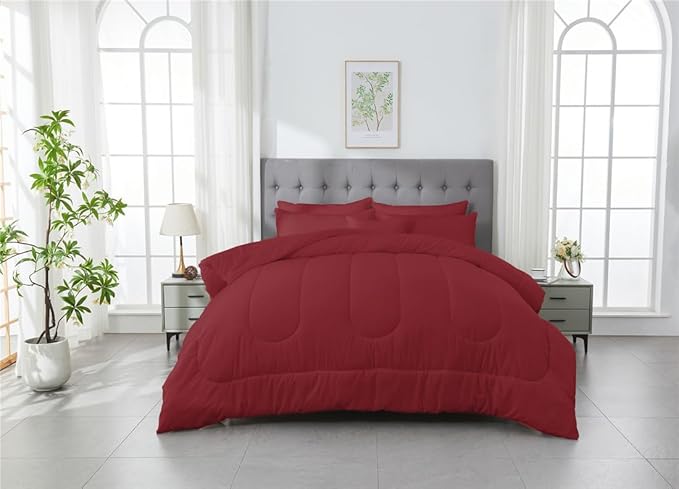 3 Piece Solid Color All Season Bedding Comforter Set Microfiber Soft Lightweight Bedding Set for Kids Teens Adults Room Decor with 1 Comforter and 2 Pillowcases Full