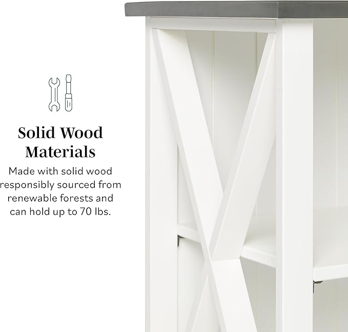 Walker Edison 2 Tier Modern Farmhouse Wood Bookcase Bookshelf Storage Home Office Storage Cabinet, 52 Inch, White