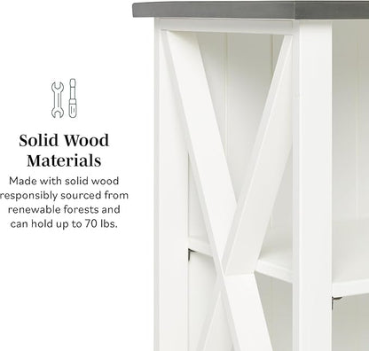 Walker Edison 2 Tier Modern Farmhouse Wood Bookcase Bookshelf Storage Home Office Storage Cabinet, 52 Inch, White