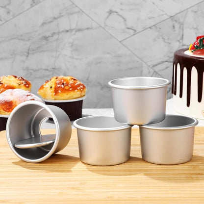2Inch Cake Pan Set of 4, Nonstick Stainless Steel Smash Cake Pans, Round Mini Cake Pans Tin Small Size for Baking Muffin Fondant Cheesecake Mold Healthy Dishwasher Safe