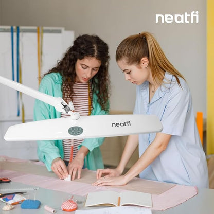 Neatfi Elite HD XL Task Lamp, 3 Adjustable Light Modes, 22 Inches Wide, 2260 Lumens, 84PCS SMD LED, Super Bright Desk Lamp, Non-Polar Dimming (CCT with Clamp, White, 22 Inches)