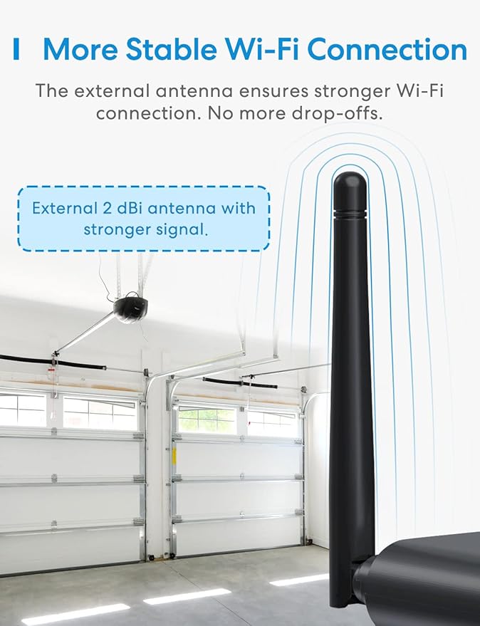 Smart Garage Door Opener Remote with External Antenna, Compatible with Amazon Alexa, SmartThings, Control Up to 3 Single Doors(with 2 Door Sensors)