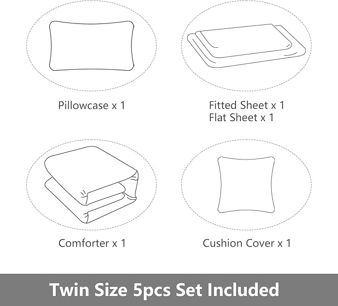 5 Pieces Bed in A Bag Gamer Bedding Set for Boys Kids Adult Gaming Comforters Set,Boys Bed in A Bag Set Twin Size Comforter with Fitted Sheet Flat Sheet Pillowcase pillowsham,DJTH5027Twin