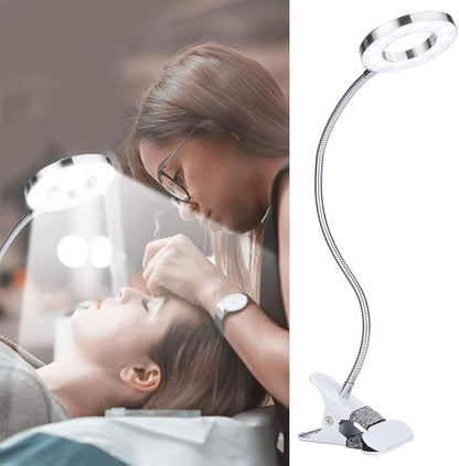 ANGGREK 360 Clip-On Desk Lamp, Flexible USB LED Lamp Gooseneck Light with 2-Color Mode and 2-Level Dimmer Eye Care Book Light Bed Lamp 7W