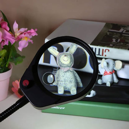 Tom-shine Magnifying Glass Lamp 3X 10X,Stepless Dimmable LED Magnifying Lamp with Dust Cover Metal Clamp,Adjustable LED Magnifier with Light and Stand for Crafts Reading Workbench Close Work