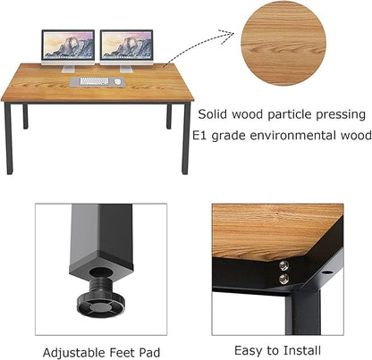 SogesGame Computer Desk, 63 inches Office Desk Computer Table Study Writing Desk Workstation for Home Office, Teak Dining Table