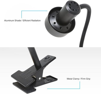 O’Bright LED Clip on Light for Bed Headboard/Desk, Dimmable LED Desk Lamp with Metal Clamp, 5W LED, Flexible Gooseneck, Adjustable Brightness for Eye-Care Reading, Vintage Design (Metal Black)