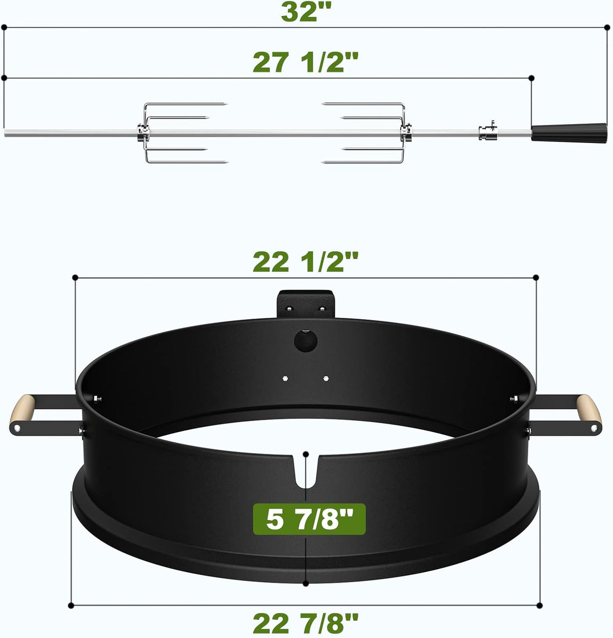SHINESTAR Upgraded Steel Weber Kettle Rotisserie Ring Kit Barbecue Tool Kit | For Weber 22 Inch Charcoal Kettle and Other Similar Grills, Turns Your Kettle Into A Chicken Roaster