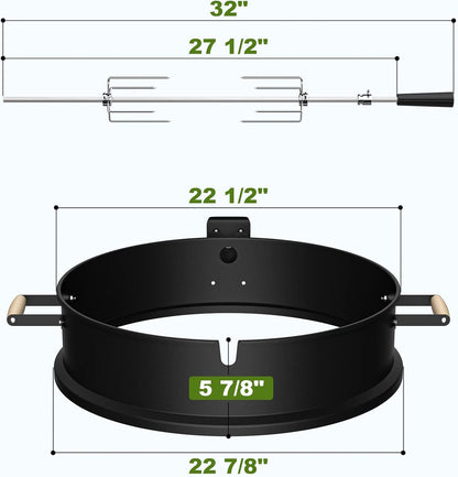 SHINESTAR Upgraded Steel Weber Kettle Rotisserie Ring Kit Barbecue Tool Kit | For Weber 22 Inch Charcoal Kettle and Other Similar Grills, Turns Your Kettle Into A Chicken Roaster