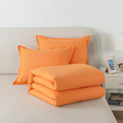 Burnt Orange Comforter Set Twin Size, Solid Terracotta Down Alternative Soft Boho Bedding Comforter Set, Fluffy Microfiber Comforter (68"x90") for All Seasons with Pillowcase