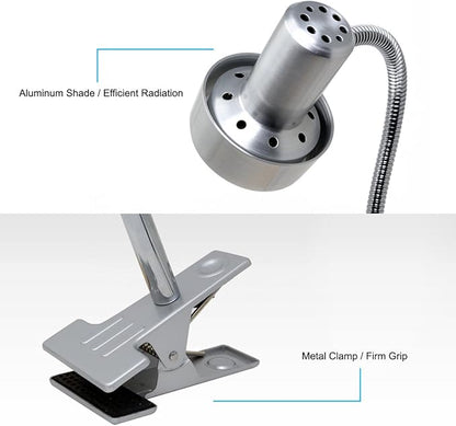 O’Bright LED Clip on Light for Bed Headboard/Desk, Dimmable LED Desk Lamp with Metal Clamp, 5W LED, Flexible Gooseneck, Adjustable Brightness for Eye-Care Reading, Vintage Design (Aluminum)