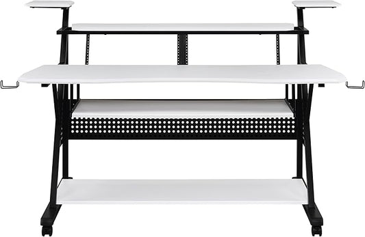 NicBex Laik-DW-00055-DX Desks, 67" W x 38" D x 42" H, White+Black