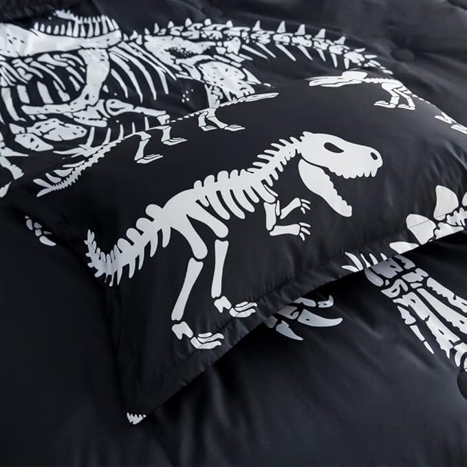 ADASMILE A & S Dinosaur Comforter Set Twin Size for Boys Kids 6 Piece Dinosaur Bedding Twin Bed in A Bag Comforter Set with Sheets Dinosaur Bed Set Bone Dinosaur Sheets Bone Dinosaur Comforter Sets