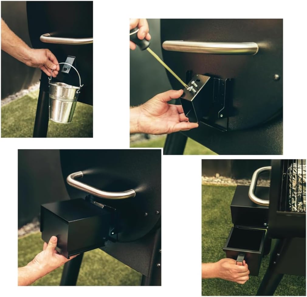 Upgraded Grease Bucket - THE GREASE BOX GX-1 for Wood Pellet Grills (Side Grease Spouts) Includes (1) Silicone Box Liner