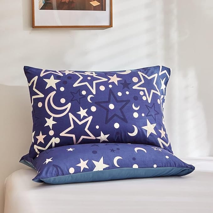 Feelyou Galaxy Glow in The Dark Comforter Set for Girls Kids Twin Purple Universe Starry Night Bedding Set Super Soft Outer Space Stars Moon Comforter Girl Bedroom Glow Decor Bedding Quilted Duvet