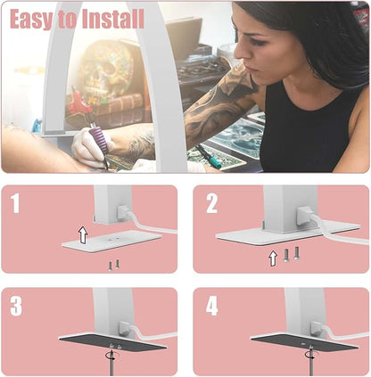 Half Moon Light for Nail Desk,30in Nail Desk Lamp, Lash Lamp for Eyelash Extensions Tattoo Spa Salon 180° All-Round Lighting Half Moon Nail Lamp with Cool/Warm Tones & 10 Brightness