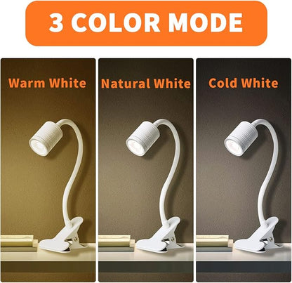 EAGLOD LED 3 Brightness Clamp Light，Portable Clip Light LED Lamp, USB Plug Clip on Desk Lamp,360°Flexible Gooseneck Night Reading Light,Desk/Table Bedside Headboard,Nail Art,Tattoo Lamp