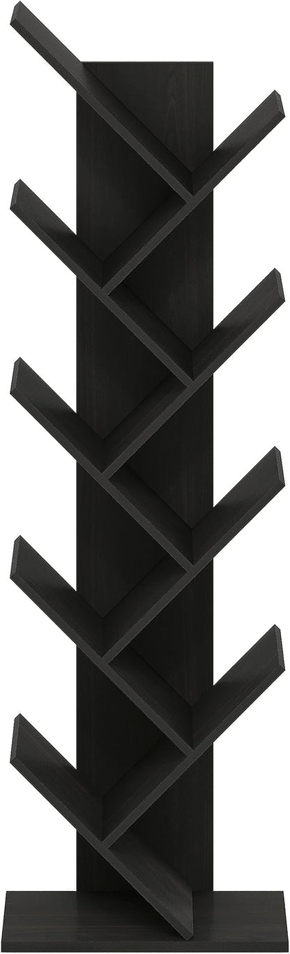 Furinno Bookshelf 9-Tier Floor Standing Tree Bookcase, Espresso