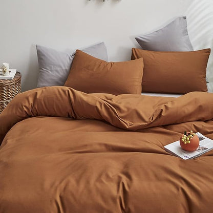 Pumpkin Color Comforter Sets Solid Rust Color Bedding Set Twin 3 PCs Cinnamon Comforter Sets for Women Girls Breathable Soft Pumpkin Bedroom Collection Solid Pumpkin Color Adults Bedding