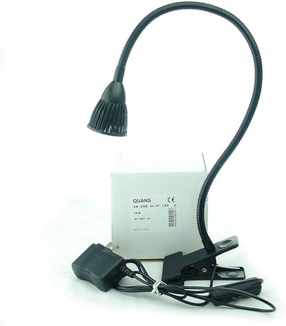 5W Clip on Clamp Gooseneck COB LED Desk Table Light lamp Warm White 19inch Neck Black