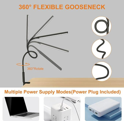 LED Desk Lamp, Swing Arm Table Lamp with Clamp, Flexible Gooseneck Task Lamp, Eye-Caring Architect Desk Light, 3 Modes 10 Brightness Levels, Memory Function Desk Lamps for Home Office, 12W