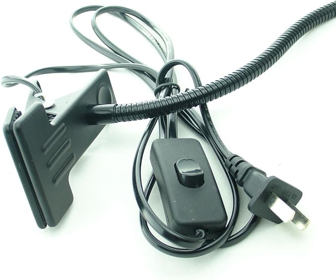 5W 3 Colors LED COB Clip on Light Black 19.68 INCH 50 CM Tube Desk Flexible Table Bed Lamp Work Home Design lighting 110V 220V 85-265VAC with US Plug switch on off 500LM (Black)
