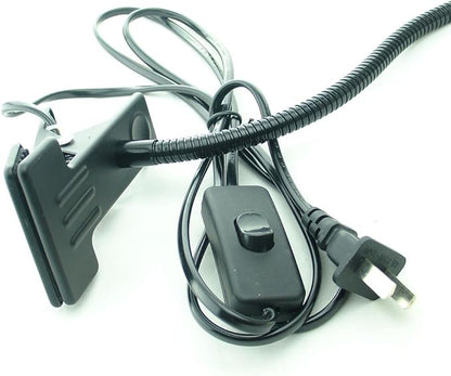 5W 3 Colors LED COB Clip on Light Black 19.68 INCH 50 CM Tube Desk Flexible Table Bed Lamp Work Home Design lighting 110V 220V 85-265VAC with US Plug switch on off 500LM (Black)