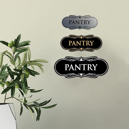 Designer Pantry Sign (Brushed Silver) - Large (5 Pack)