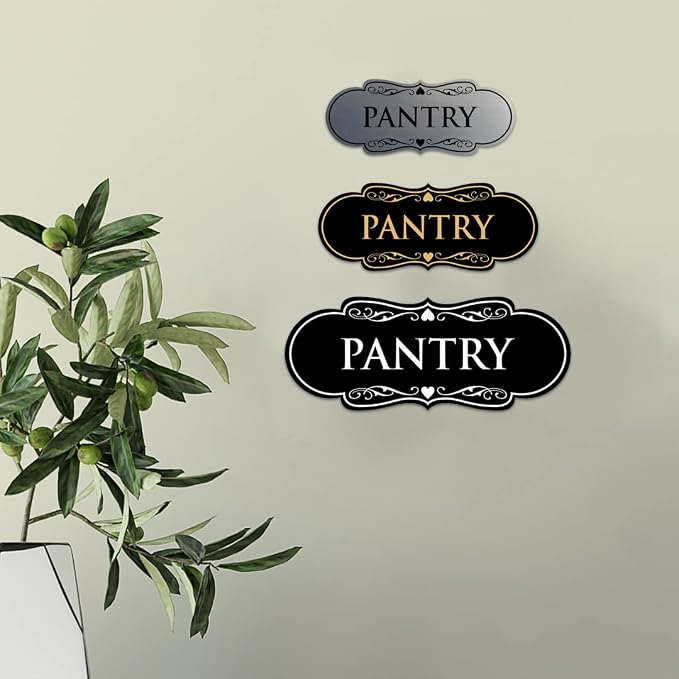 Designer Pantry Sign (Navy Blue/White) - Medium (5 Pack)