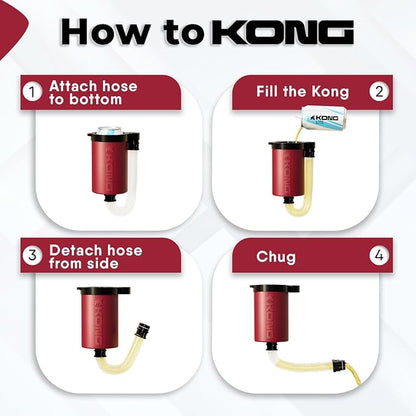 The Kong 2.0 - A Portable Can or Bottle Cooler/Cup With A Detachable, Expandable, Hose To Funnel Your Drink (Red)