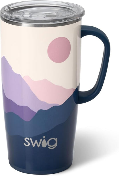 Swig Life 22oz Insulated Travel Mug with Handle & Lid, Moon Shine | Triple Insulated Stainless Steel - Handle & Lid Included - Keeps Coffee Hot or Cold - Cup Holder Friendly