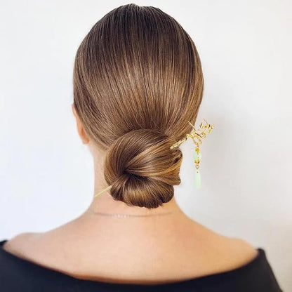 10PCS Gold Decorative Vintage Retro Pearl Gold Metal Hair Sticks Pins with Pendants Chinese Hanfu Asian Flower Butterfly Hair Chopsticks Hair Bun Updo Holders Long Thick Hair Accessories for Women