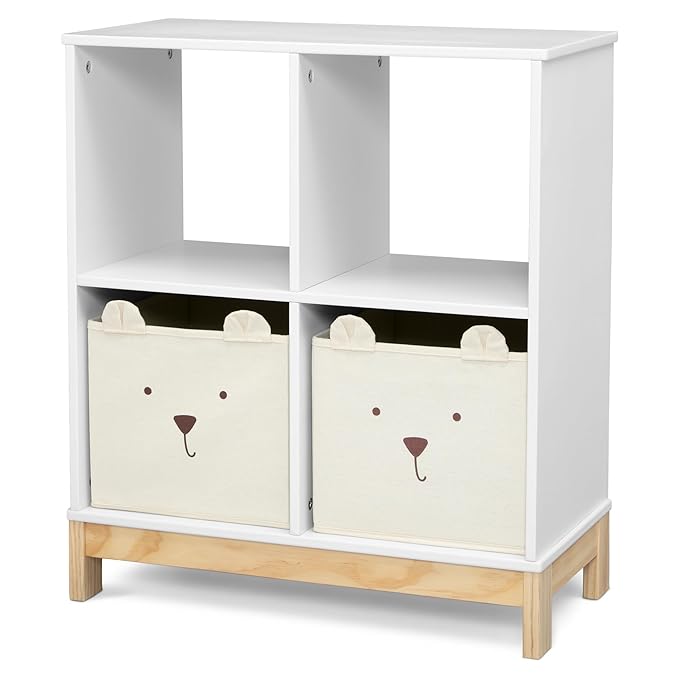 Delta Children babyGap Charlie 6-in-1 Convertible Crib + Brannan Bear Bookcase with Bins + Brannan Bear Wall Shelf with 4 Hooks, Bianca White (Bundle)