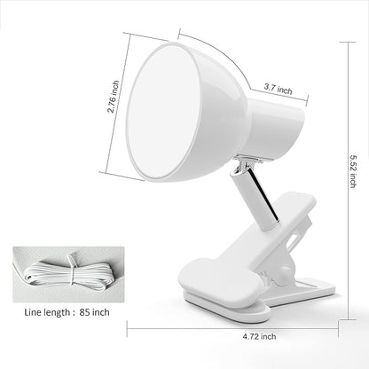 LED Clip on Light Book Reading 5W Super Bright 330° Rotation Clip on Lamp for Bed/Desk Lamp with Clamp White