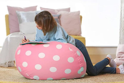 Aubliss Stuffed Animal Bean Bag Storage Chair (Light Pink Dot, Large (38''))