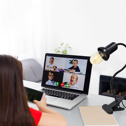Desk Clip Lamp Holder Clamp Clip on Light with 40CM Swing Arm 360 ° Flexible Gooseneck Clip Lamp with 220CM Cable E27 Reading Clip Lamp for Bedroom Turtle Heating Lamps