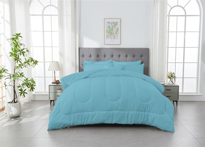 3 Piece Solid Color All Season Bedding Comforter Set Microfiber Soft Lightweight Bedding Set for Kids Teens Adults Room Decor with 1 Comforter and 2 Pillowcases King