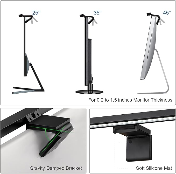 Computer Monitor Light Bar: Flat/Curved Monitor Screen Bar LED Lamp for Eye Caring/Space Saving 16.5 inch USB Powered Desk Lamp with Dimming for Home Office Gaming