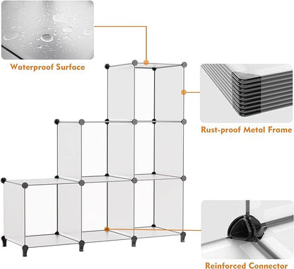 HOMIDEC Book Shelf 16 Cubes Bookcase Bookshelf Cube Storage Organizer Portable Display Bookshelf Kids Bookshelf Book Case for Study Room,Bedroom,Office,Living Room,Closet Transparent