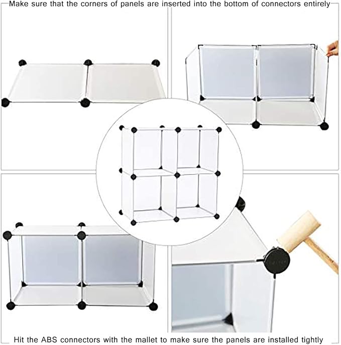 C&AHOME Cube Storage Organizer, 4-Cube Shelving Units, DIY Closet Storage, Modular Book Shelf, Ideal for Bedroom, Living Room, Office, 24.8" L x 12.4" W x 24.8" H Translucent White SBTM3004A