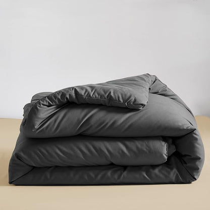 Deep Grey Comforter Set Queen Dark Gray Bedding Set Teens Adult Solid Gray Color Bedding Set 3 Pieces with 2 Pillowcases Women Lightweight Durable Full Blanket Quilts Set Gray Bed Comforter