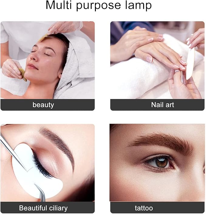 Pomya Half Moon Light for Nails, 28 Inch Foldable LED Half Moon Desk Lamp with 10 Brightness Adjustment, 3200K‑5600K Dimmable Lighting Lamp with Remote for Beauty Lash Extension Tattoo