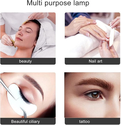 Pomya Half Moon Light for Nails, 28 Inch Foldable LED Half Moon Desk Lamp with 10 Brightness Adjustment, 3200K‑5600K Dimmable Lighting Lamp with Remote for Beauty Lash Extension Tattoo