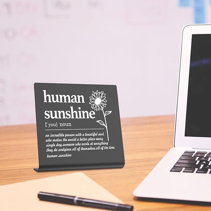 Human Sunshine Definition Desk Signs Funny Appreciation Gifts for Women Thank You Gift for Friends Teacher Coworker Doctor Nurse Gift for Mom Aunt Sister Sunshine Party Decorations (black) XLK13