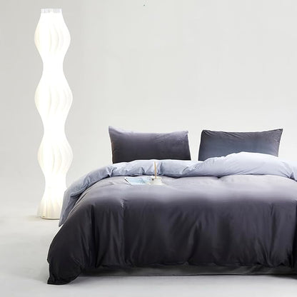 Gray White Gradient Comforter Set Twin Gray Velvet Bedding Comforter Modern Plain White and Deep Gray Gradient Soft Quilt Farmhouse Flannel Comforter Warm Twin Bed Comforter