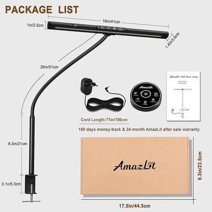 Desk Lamp for Home Office, Desk Light with Clamp, Office Lamp with Remote & Gesture Sensing, Monitor Light Bar, Adjustable Color Temperature & Brightness, 12W