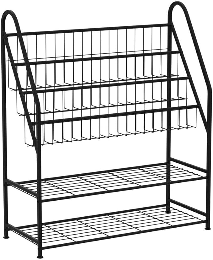 aboxoo Metal Kids Bookshelf Black Large Freestanding for Children Room 32 in Toy Organizer Large Stable Bookcase Bookstore Library Book Unit Storage Kids Bed Living Room